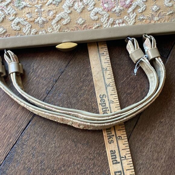 Vintage tapestry purse shoulder bag cream pink cottage core grandma core romanti - Picture 8 of 11